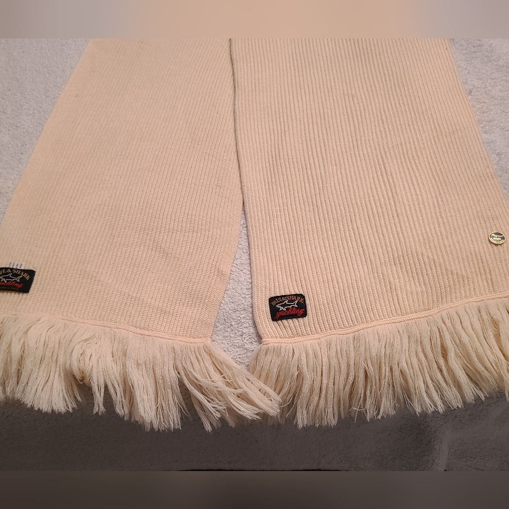 PAUL & SHARK, Ribbed, Knit Wool Scarf with Fringe.
